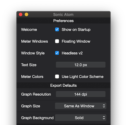 Sonic Atom General Preferences