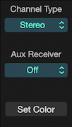 Channel Utilities view with channel type, colour, input gain, signal generator, DC block and delay controls